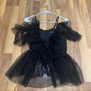 Black ruffle tulle shirt